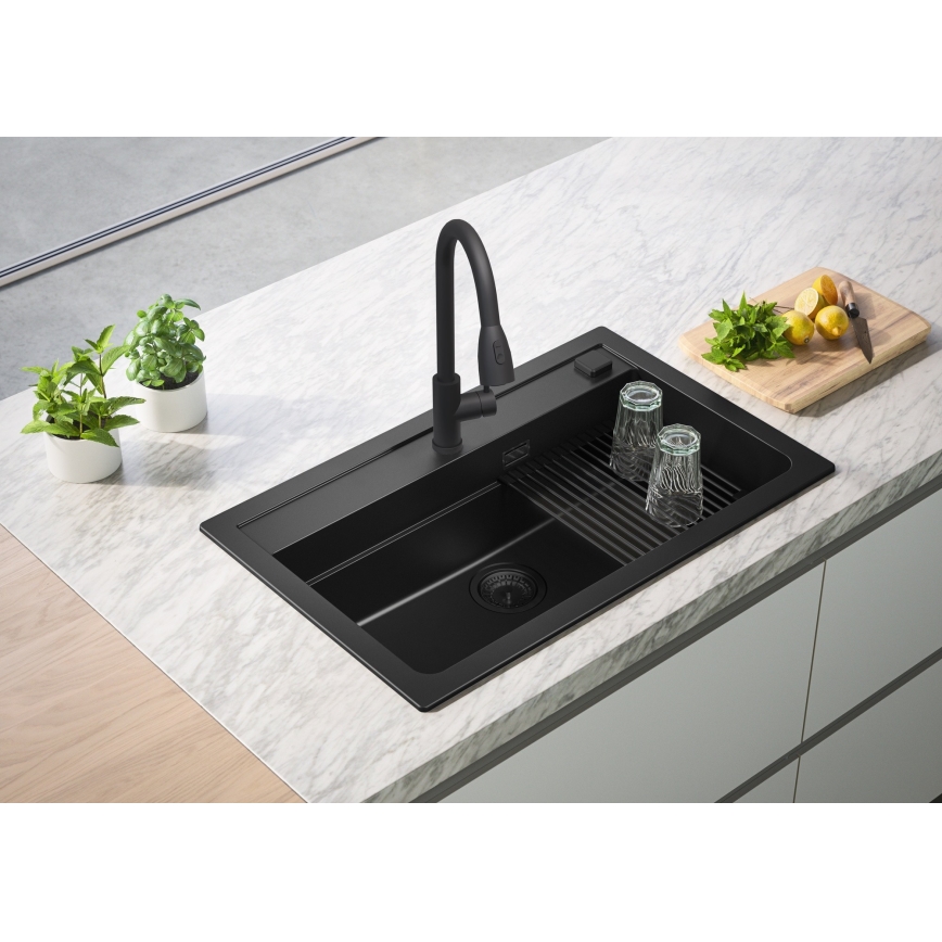 ALVEUS 1148163 - Gootsteen ATROX 79x50 cm graniet/zwart