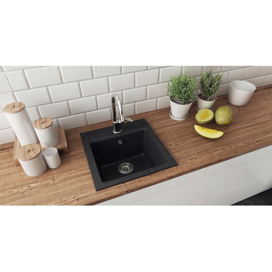 ALVEUS 1149113 - Gootsteen GEM 50x50 cm graniet/zwart