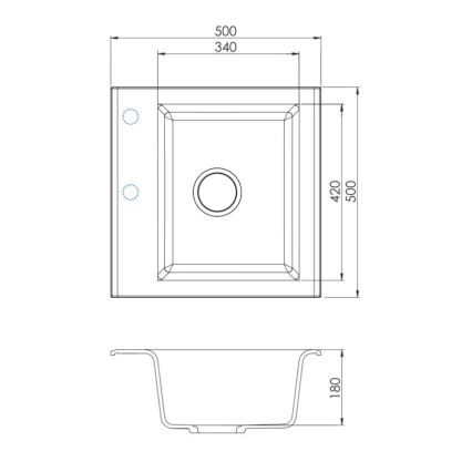 ALVEUS 1149113 - Gootsteen GEM 50x50 cm graniet/zwart