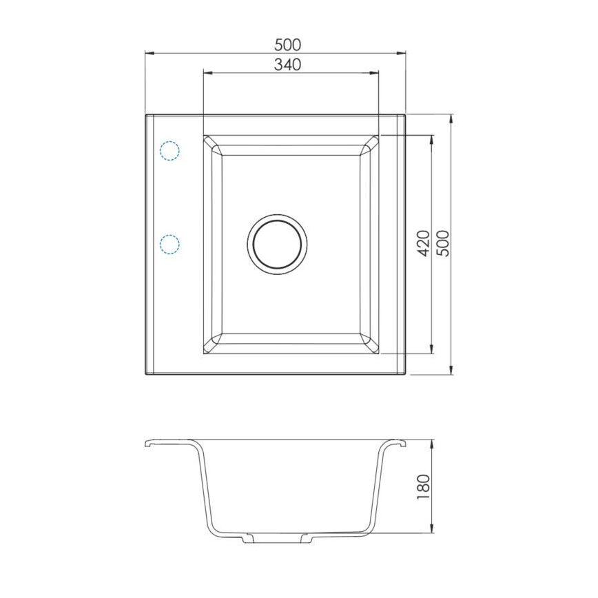 ALVEUS 1149113 - Gootsteen GEM 50x50 cm graniet/zwart