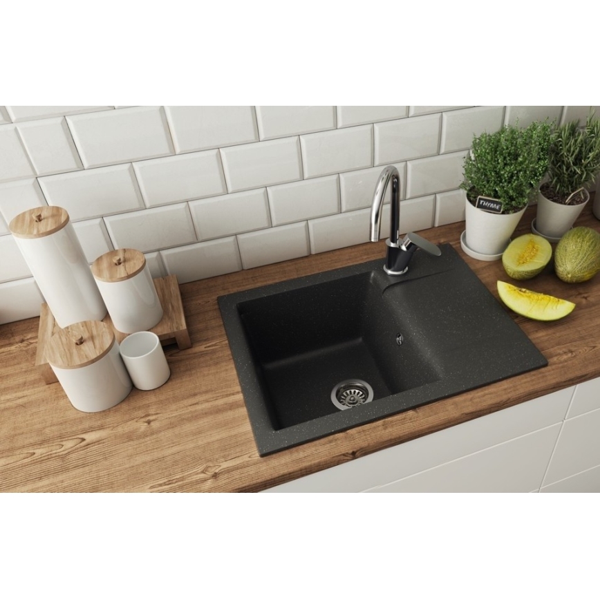 ALVEUS 1149116 - Gootsteen GEM 59x50 cm graniet/zwart