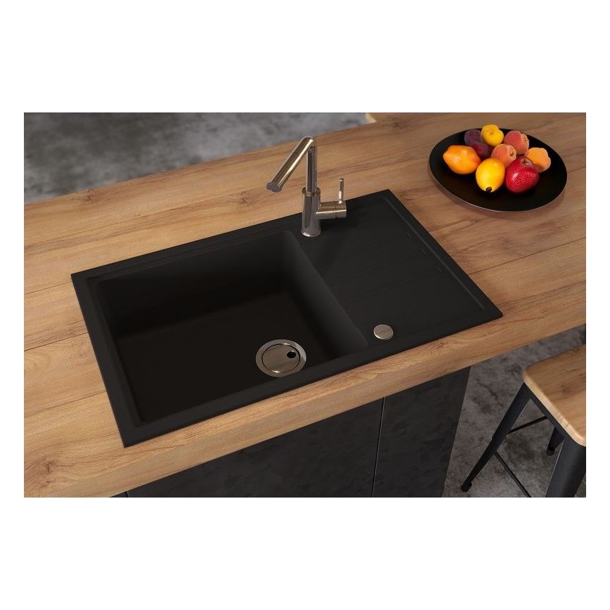 ALVEUS 1149117 - Gootsteen INTERMEZZO 78x48 cm graniet/zwart