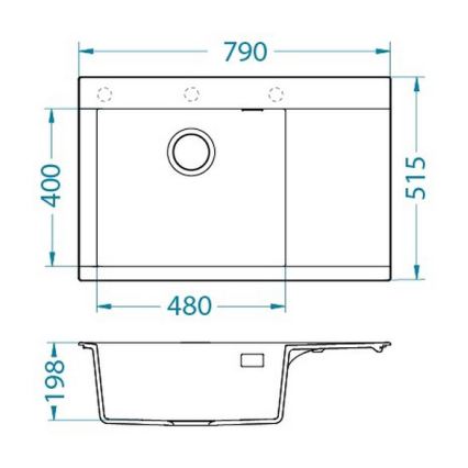 ALVEUS 1149504 - Keukenspoelbak PURE 79 x 51,5 cm granietcomposiet/zwart