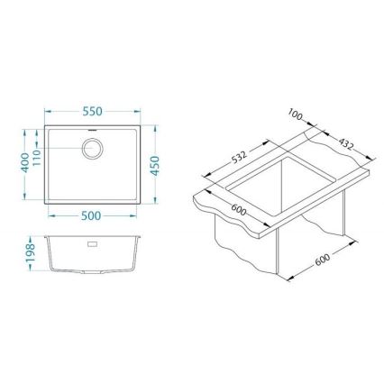 ALVEUS 1150051 - Keukenspoelbak OMNI 55x45 cm granietcomposiet/wit