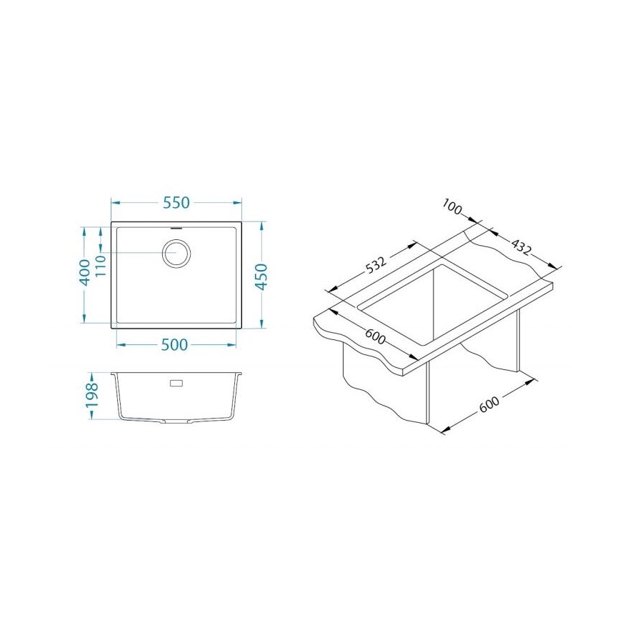 ALVEUS 1150057 - Gootsteen OMNI 55x45 cm graniet/zwart