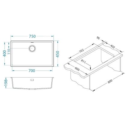 ALVEUS 1150058 - Gootsteen OMNI 75x45 cm graniet/wit