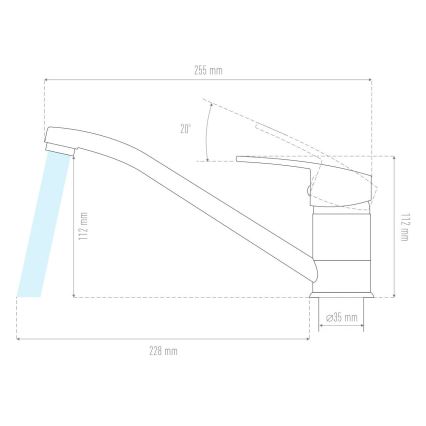 ALVEUS 1150800 - Keukenkraan CLARA 13,5 cm graniet/zwart