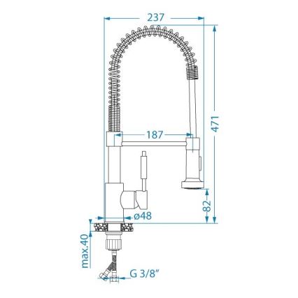 ALVEUS 1150886 - Kraan voor gootsteen met flexibele arm met sproeier URBAN 47,1 cm roestvrij