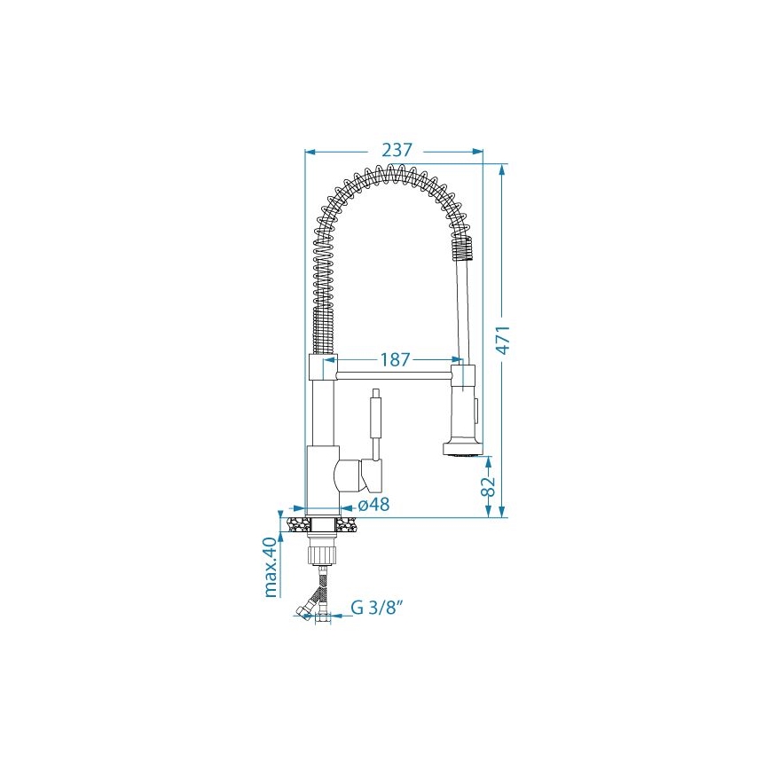 ALVEUS 1150886 - Kraan voor gootsteen met flexibele arm met sproeier URBAN 47,1 cm roestvrij