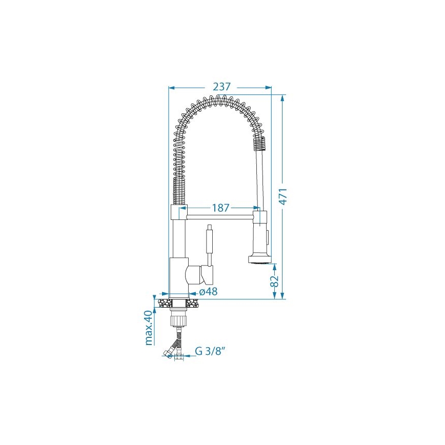 ALVEUS 1150887 - Keukenkraan met flexibel uitloop en sproeikop URBAN 47,1 cm zwart
