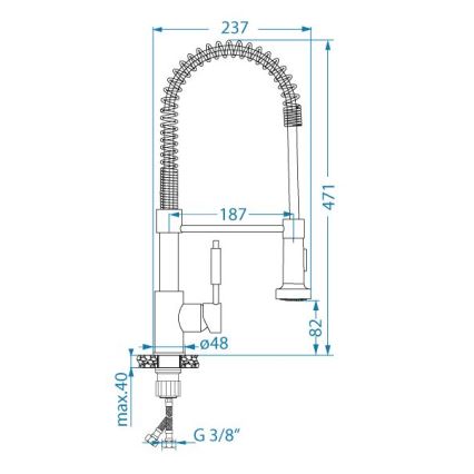 ALVEUS 1150887 - Kraan voor gootsteen met flexibele arm met sproeier URBAN 47,1 cm roestvrij/zwart
