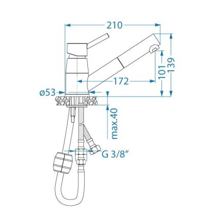 ALVEUS 1150888 - Kraan voor gootsteen met uittrekbare sproeier NANO 13,9 cm glanzend chroom