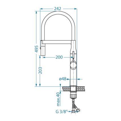 ALVEUS 1150892 - Kraan voor gootsteen met flexibele arm met sproeier MIRAGE 49,5 cm satijn