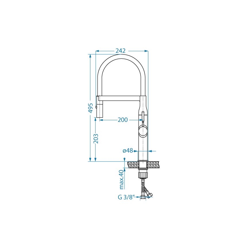ALVEUS 1150892 - Kraan voor gootsteen met flexibele arm met sproeier MIRAGE 49,5 cm satijn