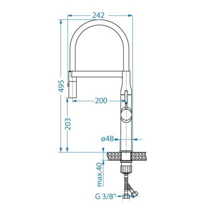 ALVEUS 1150893 - Kraan voor gootsteen met flexibele arm met sproeier MIRAGE 49,5 cm zwart