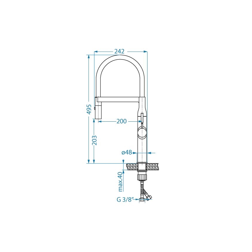ALVEUS 1150893 - Kraan voor gootsteen met flexibele arm met sproeier MIRAGE 49,5 cm zwart