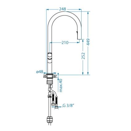 ALVEUS 1150908 - Kraan voor gootsteen met uittrekbare sproeier SWAN 44,9 cm zwart