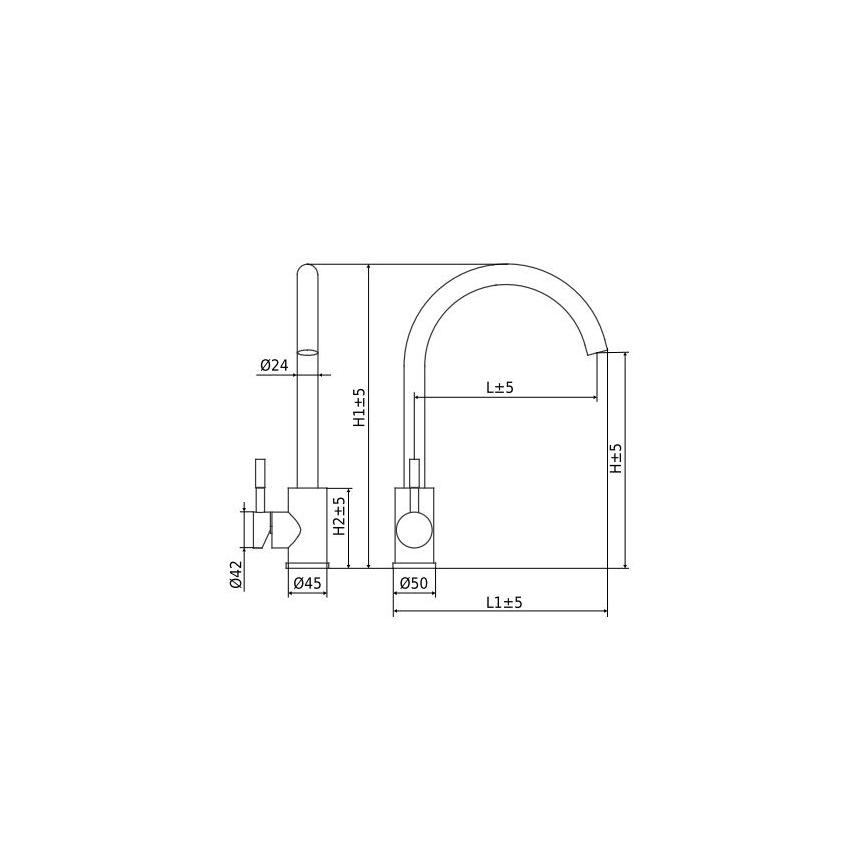 ALVEUS ES3508A - Kraan voor gootsteen VIOLA 36,7 cm roestvrij