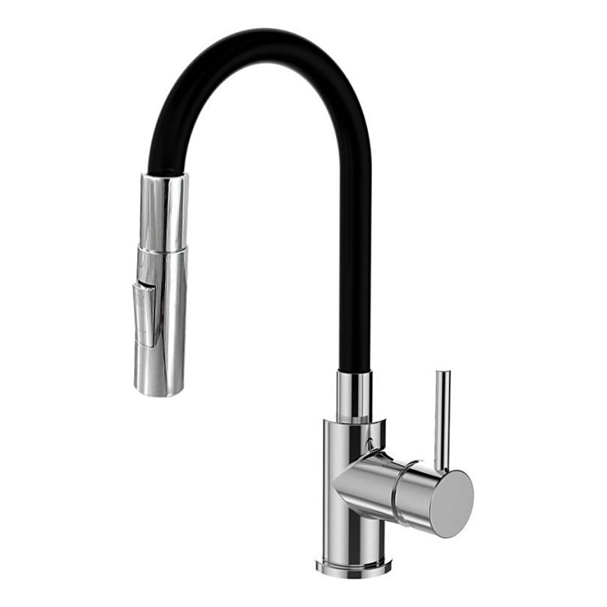 ALVEUS KI112111 - Kraan voor gootsteen met flexibele arm en sproeier BEA 47 cm messing/glanzend chroom/zwart
