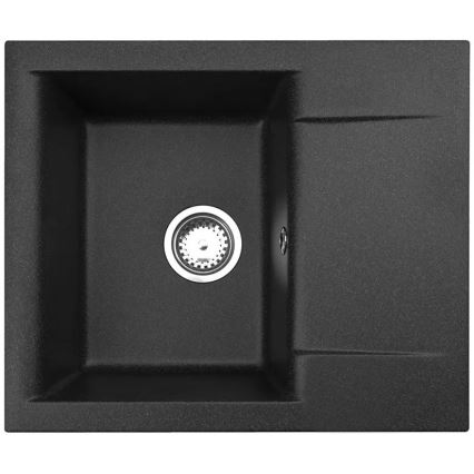 ALVEUS SETA23197 - Keukenspoelbak CADIT 59x50 cm + keukenkraan met flexibele uitloop MINTAS 34 cm, graniet/mat zwart