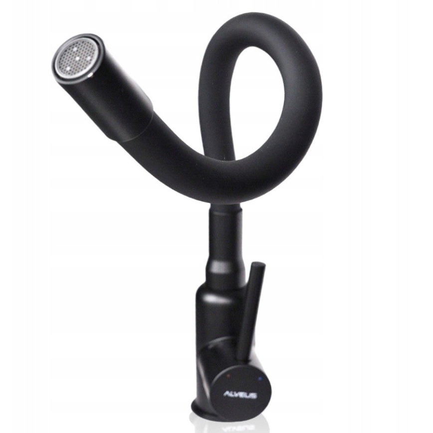 ALVEUS SETA23197 - Keukenspoelbak CADIT 59x50 cm + keukenkraan met flexibele uitloop MINTAS 34 cm, graniet/mat zwart