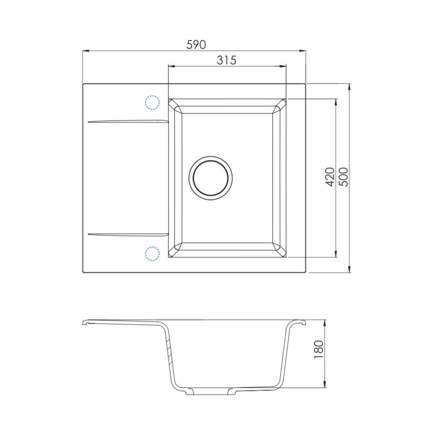 ALVEUS SETA23197 - Keukenspoelbak CADIT 59x50 cm + keukenkraan met flexibele uitloop MINTAS 34 cm, graniet/mat zwart