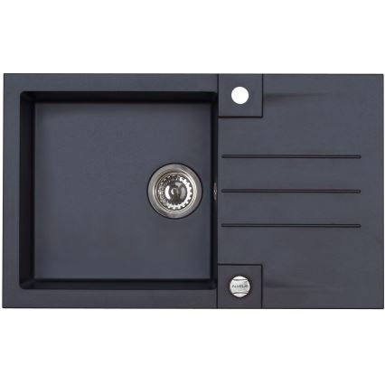 ALVEUS SETA23201 - ROCK keukenspoelbak 78x48 cm + MINTAS 34 cm keukenkraan met flexibele uitloop, graniet/mat zwart