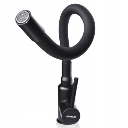 ALVEUS SETA23228 - Keukenspoelbak ATROX 59x50 cm + keukenkraan met flexibele uitloop MINTAS 34 cm graniet/mat zwart