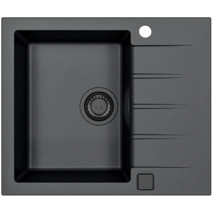 ALVEUS SETA23230 - Keukenspoelbak CADIT 59x50 cm + keukenkraan MINTAS 34 cm met flexibele uitloop, graniet/mat zwart