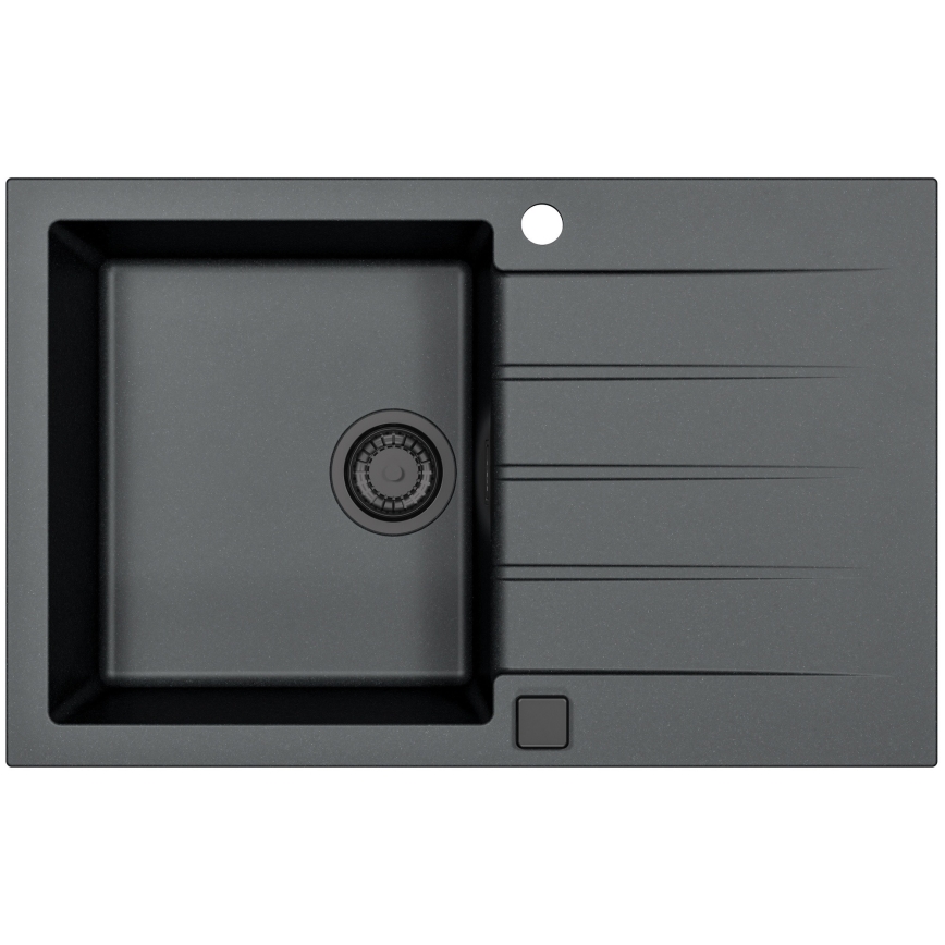 ALVEUS SETA23231 - Keukenspoelbak CADIT 79x50 cm + keukenkraan met flexibele uitloop MINTAS 34 cm graniet/mat zwart