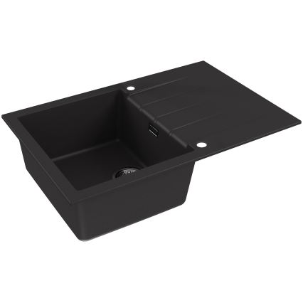ALVEUS SETA23231 - Keukenspoelbak CADIT 79x50 cm + keukenkraan met flexibele uitloop MINTAS 34 cm graniet/mat zwart