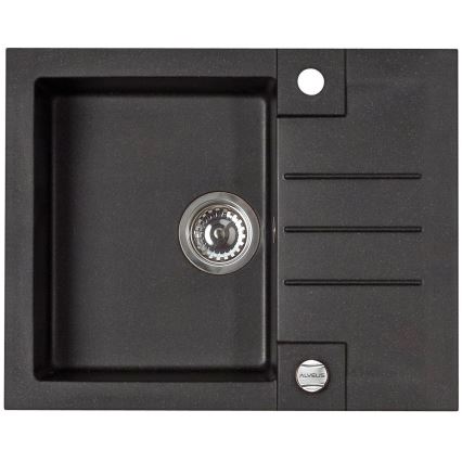 ALVEUS SETA23236 - Keukenwasbak ROCK 59,5x47,5 cm + mengkraan met flexibele uitloop MINTAS 34 cm in graniet/mat zwart