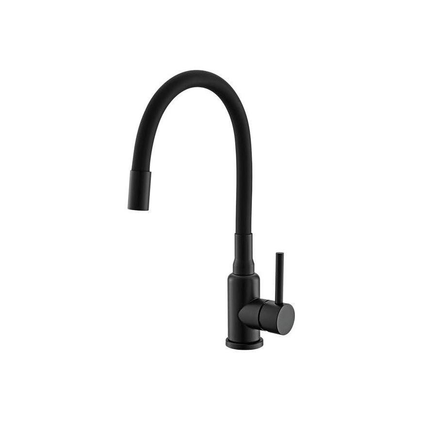 ALVEUS SETA23236 - Keukenwasbak ROCK 59,5x47,5 cm + mengkraan met flexibele uitloop MINTAS 34 cm in graniet/mat zwart