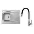 ALVEUS SETA24019 - Keukenspoelbak CLASSIC 80x60 cm + keukenkraan met flexibele uitloop MINTAS 34 cm geborsteld roestvrij staal/zwart