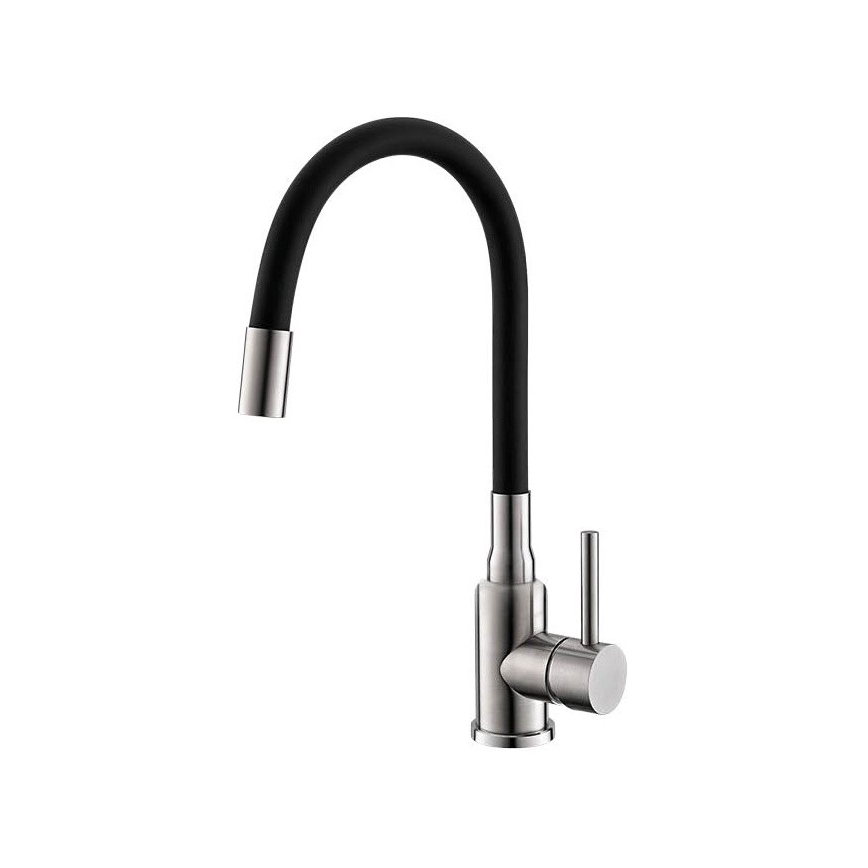 ALVEUS SETA24019 - Keukenwasbak CLASSIC 80x60 cm + kraan met flexibele uitloop MINTAS 34 cm staal/zwart