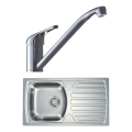 ALVEUS SETA259 - Keukenspoelbak BASIC 78 x 43,5 cm + keukenkraan RIVIERA 14,8 cm satijn/hoogglans chroom