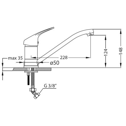 ALVEUS SETA259 - Keukenspoelbak BASIC 78 x 43,5 cm + keukenkraan RIVIERA 14,8 cm satijn/hoogglans chroom