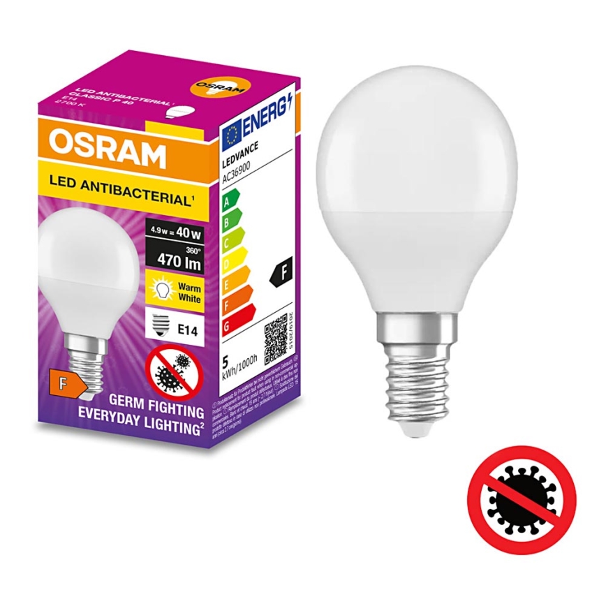 Antibacteriële LED Lamp P40 E14/4,9W/230V 2700K - Osram