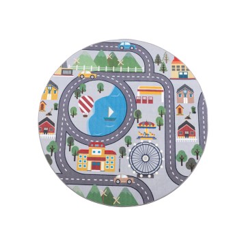 Antislip kindervloerkleed ARES STREETS 160 cm grijs/stad