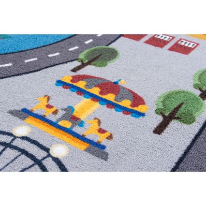 Antislip kindervloerkleed ARES STREETS 160 cm grijs/stad