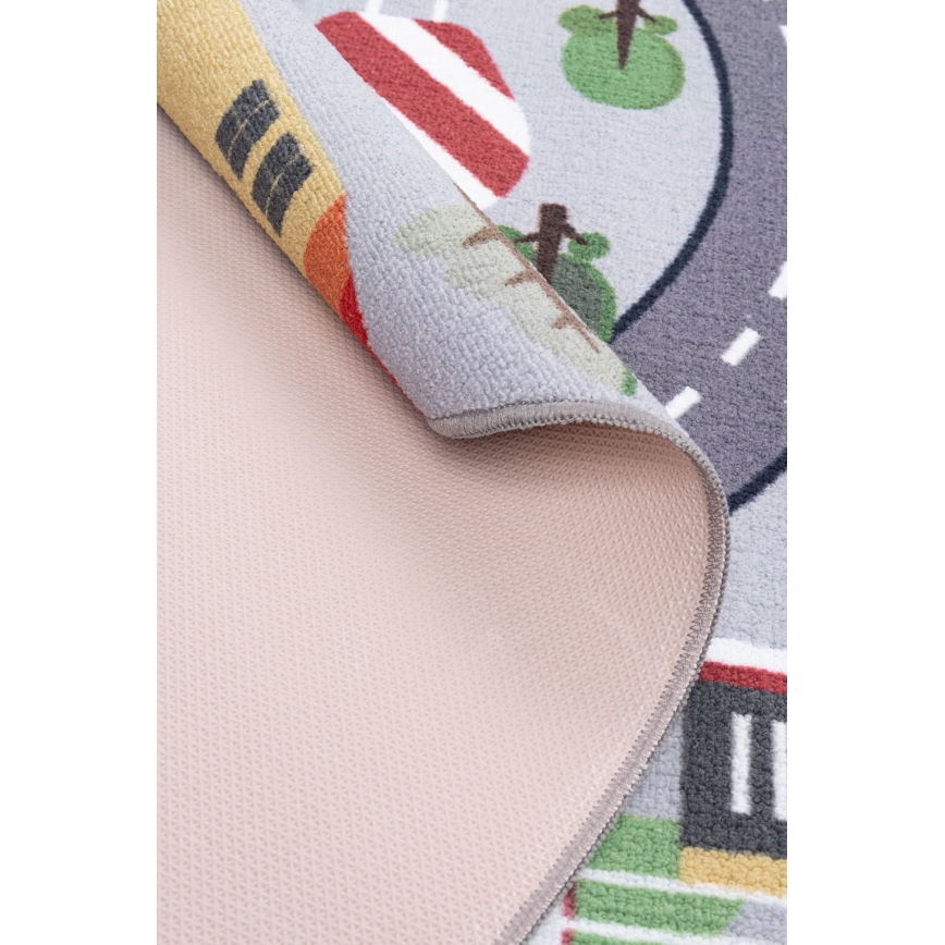 Antislip kindervloerkleed ARES STREETS 160 cm grijs/stad