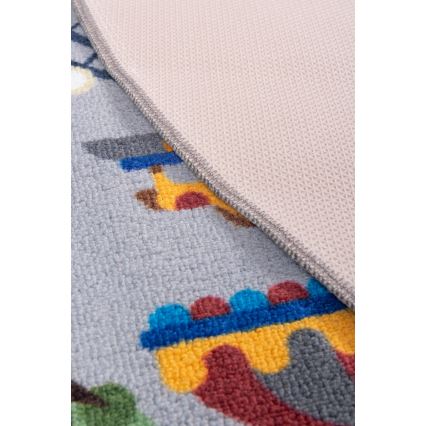Antislip kindervloerkleed ARES STREETS 160 cm grijs/stad