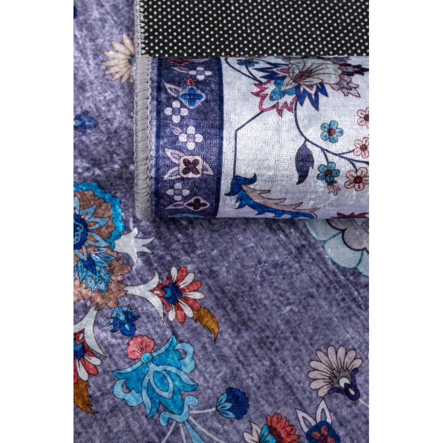 Antislip oosters vloerkleed PRINT SHINE 160x230 cm blauw