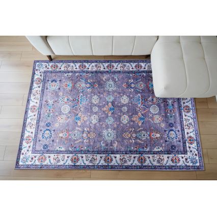 Antislip oriëntaals vloerkleed PRINT SHINE 70x140 cm blauw