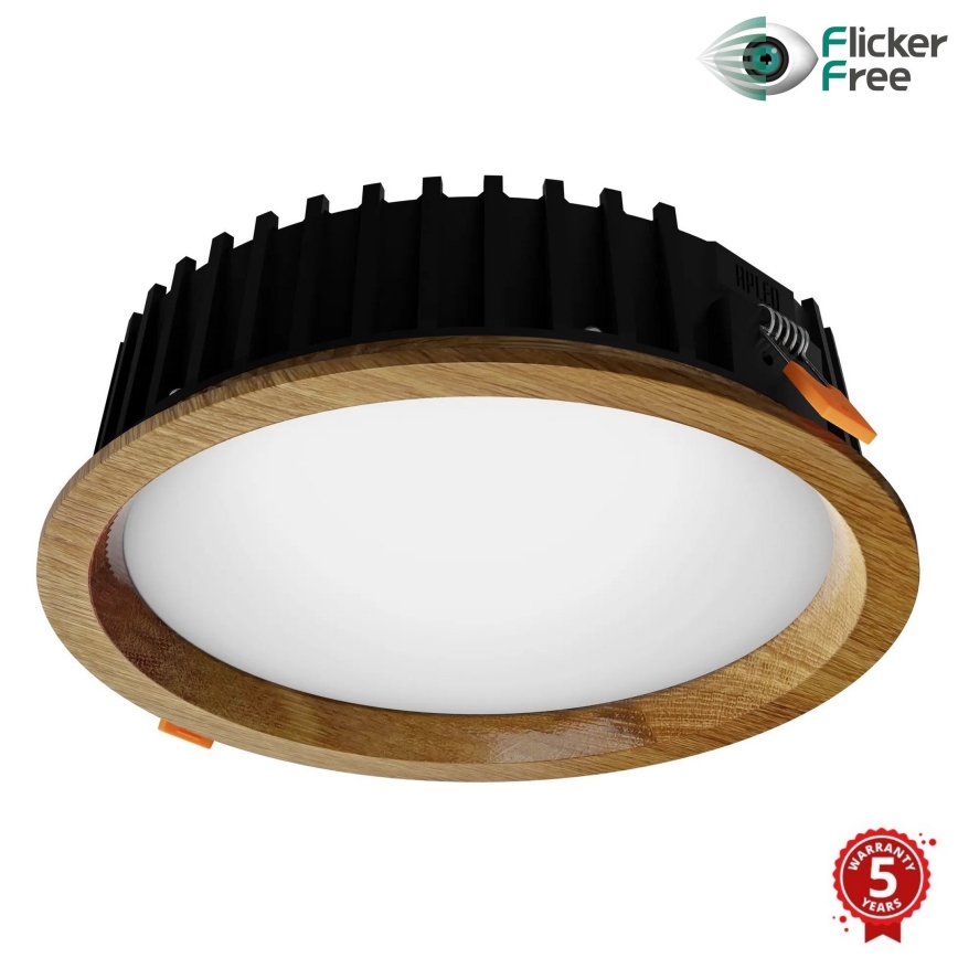 APLED - LED Hang plafondverlichting RONDO WOODLINE LED/12W/230V 3000K diameter 20 cm eiken massief hout