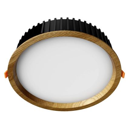 APLED - LED Hang plafondverlichting RONDO WOODLINE LED/18W/230V 4000K diameter 26 cm eiken massief hout