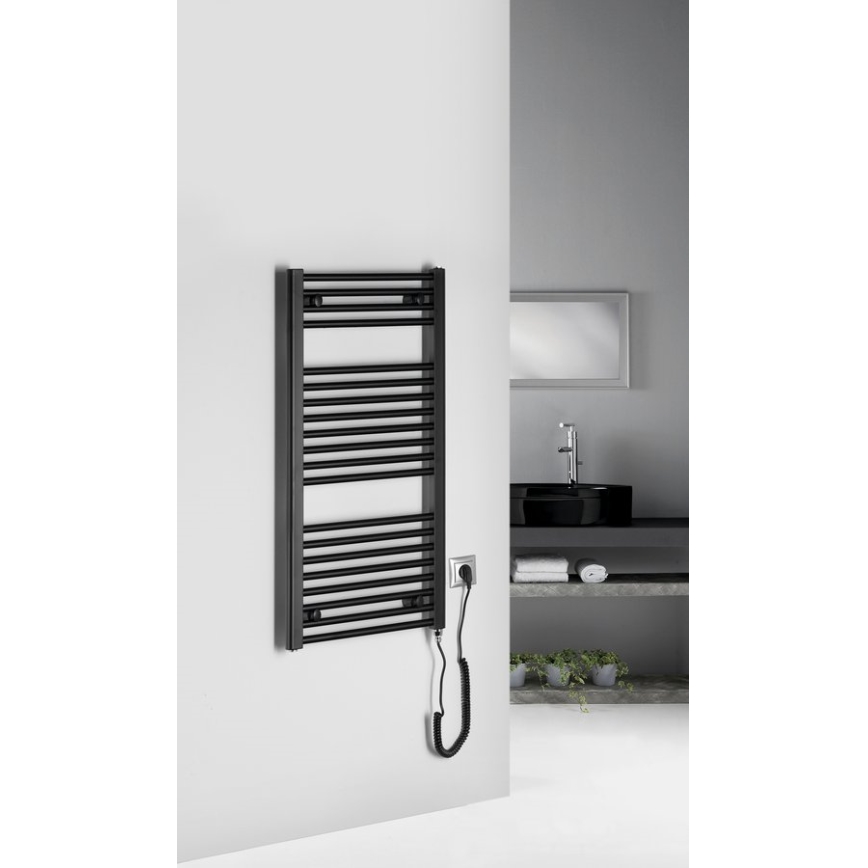 Aqualine - Badkamer elektrisch radiator DIRECT-E 300W/230V 96 cm mat zwart Recht