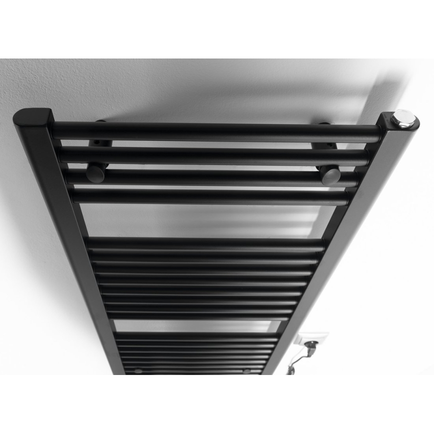 Aqualine - Badkamer elektrisch radiator DIRECT-E 300W/230V 96 cm mat zwart Recht
