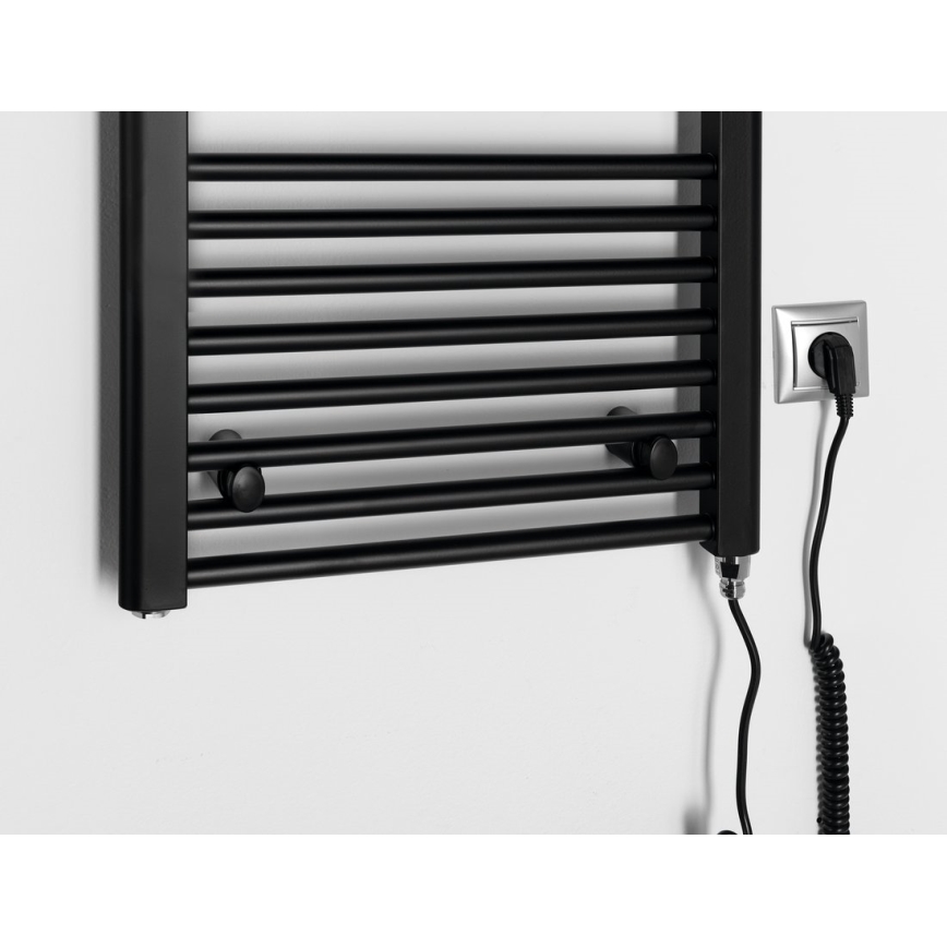 Aqualine - Badkamer elektrisch radiator DIRECT-E 300W/230V 96 cm mat zwart Recht