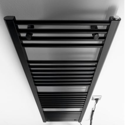 Aqualine - Badkamer elektrisch radiator DIRECT-E 400W/230V 132 cm mat zwart Recht